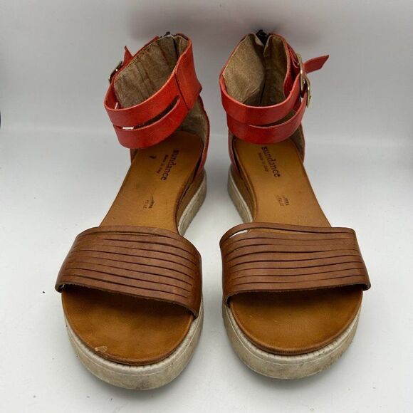 Sundance 38 Lug Sole Back Zip Leather Sandals - Slight Flaw - Picture 6 of 12